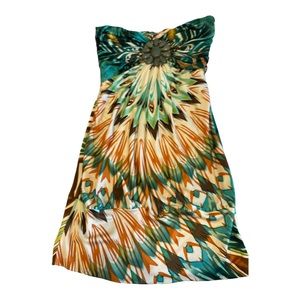 Sky strapless mini .  Multicolored. beautiful stone detail.  100 percent silk.